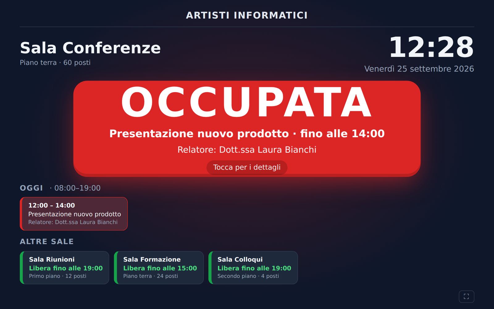 Sala occupata, con relatore